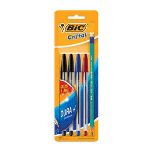 Bolígrafo Bic Cristal Dura+ Punto 1.00 mm + 1 Lápiz 4 pz