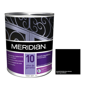 Meridian Esmalte Anticorrosivo Color Negro Brillante Calidad 10 1 L