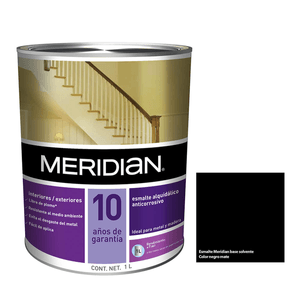 Meridian Esmalte Alquidálico Anticorrosivo Color Negro Mate Metal Y Madera 1 L