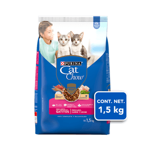 Purina Cat Chow Defense Plus Alimento Seco para Gatitos Sabor Pescado Carne y Leche Bulto de 1.5 kg