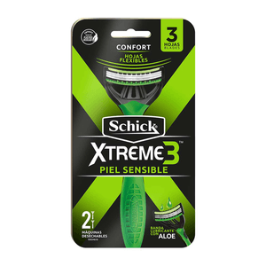 Rastrillo Desechable Xtreme3 Piel Sensible 2 Pz