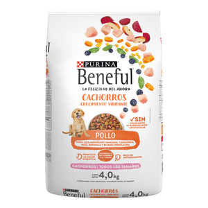 Alimento Seco para Cachorros Purina Beneful Crecimiento Vibrante Todos los Tamaños Pollo 4 kg