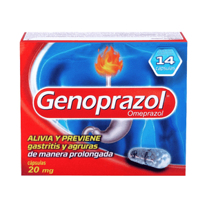 Genoprazol Omeprazol para Gastritis y Agruras 20 mg 14 Cápsulas