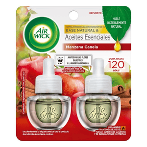 Air Wick Repuesto de Aromatizante de Ambiente Eléctrico Aceites Esenciales Manzana Canela 21 ml 1 pz