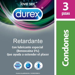 Durex Condones Retardante con 3 pz