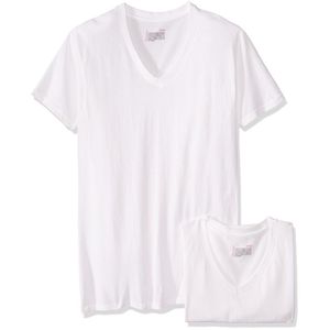 Playera Cuello V Caballero Ch Paq.2 Blanco 2 Pz