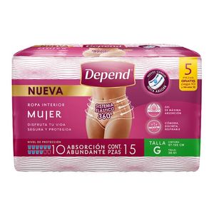 Depend Ropa Interior Mujer Grande con 15 pz