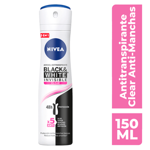 NIVEA Desodorante Antimanchas Black & White Clear 150 ml