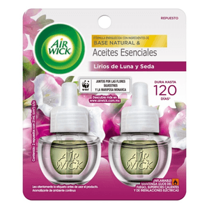 Air Wick Repuesto de Aromatizante de Ambiente Eléctrico Aceites Esenciales Lirios de Luna 21 ml 2 pz