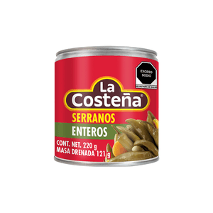 Chiles Serranos Enteros La Costeña en Escabeche Lata 220 g