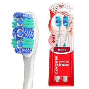 Colgate Cepillo de Dientes 360° Luminous White con 2 pz