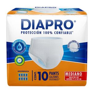 Pants Calzón Unisex Desechable Diapro Mediano para Tallas desde 28-40 con 10 pz