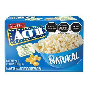 Palomitas P/Microondas Sabor Natural 3 Pack 1 Pz