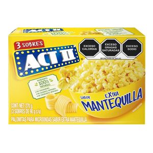 Palomitas P/Microondas Extra Mantequilla 3 Pack 1 Pz