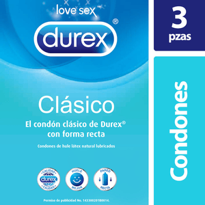 Durex Condoones Clasico con 3 pz