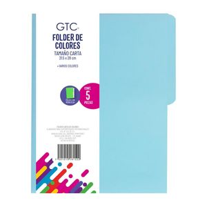 Folder GTC de Varios Colores Pastel Tamaño Carta con 5 pz