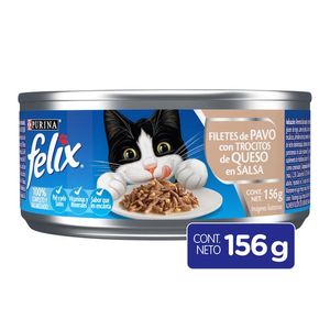 Purina Felix Alimento Húmedo para Gatos Filetes de Pavo con Trocitos de Queso 156 g