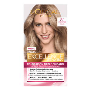 Loreal Tinte Permanente Excellence Creme 8.1 Rubio Claro Cenizo