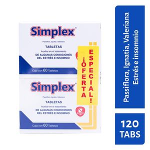 Nartex Simplex Duopack Auxiliar de Exstrés e Insomnio con 60 tabletas