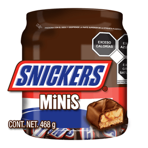 Snickers Minis Chocolates con Leche Vitrolero 468 g con 52 pz de 9 g