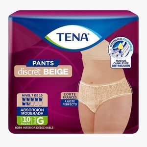 Tena Pants Discret Beige Ropa Interior Talla Grande con 10 pz