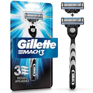 Rastrillo Gillette Mach3 1 Mango + 2 Repuestos con 3 Hojas