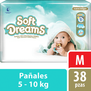 Soft Dreams Pañales de Bebé Ultra Absorbentes Unisex Mediano Etapa 3 38 pz