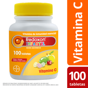 Bayer Redoxon Infantil Acido Ascorbico Vitamina C con 100 pz