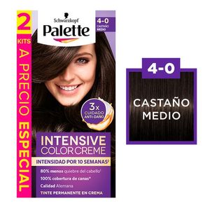 Tinte para cabello Palette Color Creme Castaño Medio 4-0 2 pz