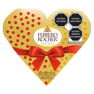 Chocolate Ferrero Rocher Relleno con Avellana en Forma de Corazón con 2 pz 12.5 g c/u