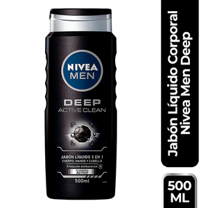 NIVEA MEN Jabón Líquido Corporal 3 en 1 Active Clean 500 ml 1 pz