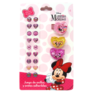 Juego De Anillos Y Aretes Adheribles Gairet Minnie Mouse 1 Paquete