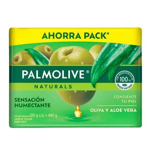 Jabón en Barra Palmolive Naturals Aloe y Oliva Sensación Humectante 120 g con 4 pz