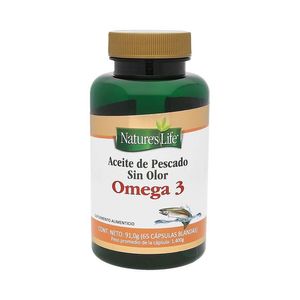 Omega 3 Suplemento Alimenticio Nature's Life Aceite de Pescado sin olor con 65 cápsulas