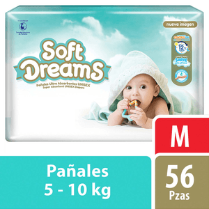 Soft Dreams Pañales de Bebé Ultra Absorbentes Unisex Mediano Etapa 3 56 pz