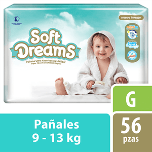 Soft Dreams Pañales de Bebé Ultra Absorbentes Unisex Grande Etapa 4 56 pz