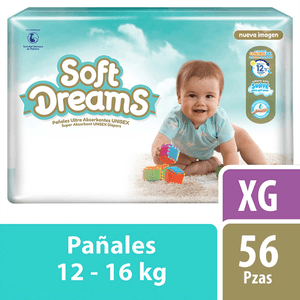 Soft Dreams Pañales de Bebé Ultra Absorbentes Unisex XG Etapa 5 56 pz