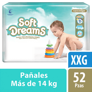 Soft Dreams Pañales de Bebé Ultra Absorbentes Unisex XXG Etapa 6 52 pz