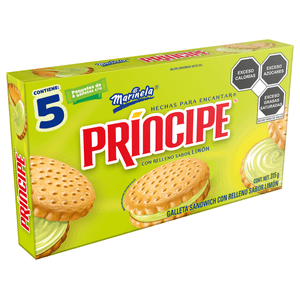 Galletas Sándwich Rellenas Príncipe Sabor Limón 315 g