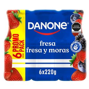 Danone Yogurt Bebible Fresa y Moras 220 g con 6 pz