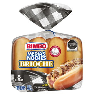 Pan Para Hot Dog Medias Noches Brioche 384 g