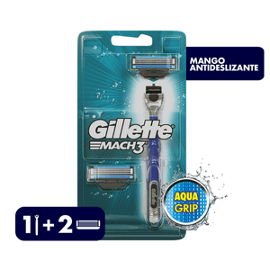 Mach3 Aquagrip Rastrillo Recargable con 2 Repues 1 Pz