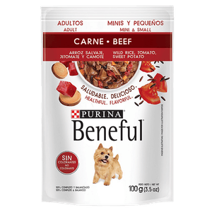 Purina Beneful Alimento Húmedo Adultos Minis Carne Pouch de 100 g