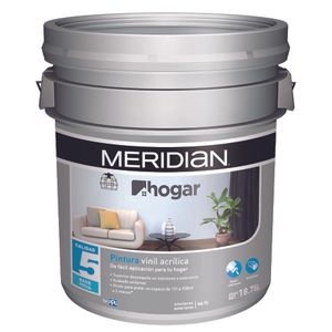 Pintura Vinil Acrílica Meridian Hogar Base Intensa Blanco Mate 18.75 L 1 Pz