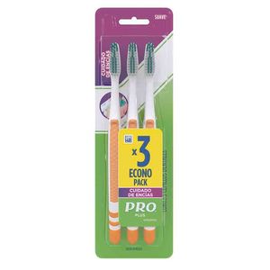 Cepillo Dental Pro Plus Cuidado de Encías 3 pz