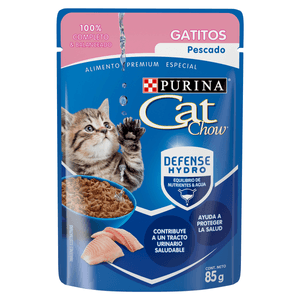 Purina Cat Chow Defense Hydro Gatitos Pescado Alimento Húmedo para Gatitos Pouch 85 g