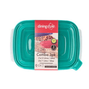 Combo De Contenedores Para Alimentos Dinning Style Con 3 Pz