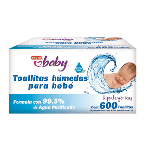 Caja Toallitas Humedas Bebe 99.5% Agua 600 pz