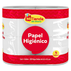 Papel Higiénico 300 Hojas Dobles 4 Pz