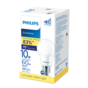 Philips Foco LED EcoHome 10-60W - luz cálida